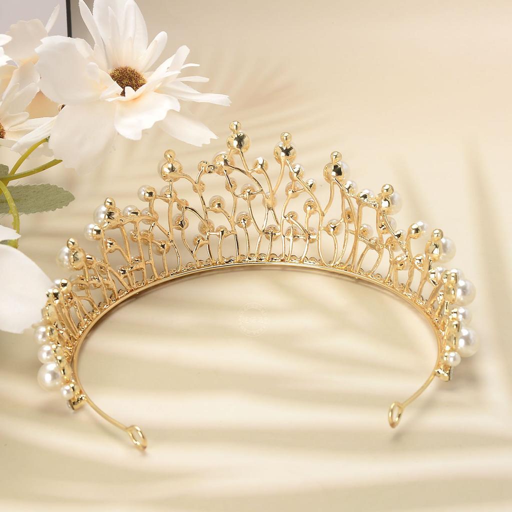 Французский романтический сплав, украшенный стразами и жемчугом, роскошный элегантный свадебный головной убор