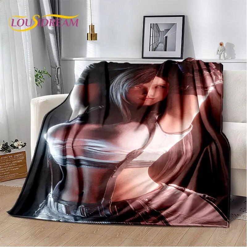 Sexy Girl Lace Tifa Aerith Anime Soft Plush Blanket,Flannel Blanket Throw Blanket for Living Room Bedroom Bed Sofa Picnic Cover