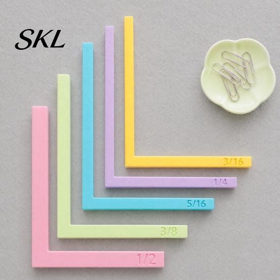 Precision Layering Guide for Scrapbooks 5 Pcs Paper Crafting Alignment Guides with Storage Case, Matting Art Spacers, Color-Coded L-Shaped Ruler Size
