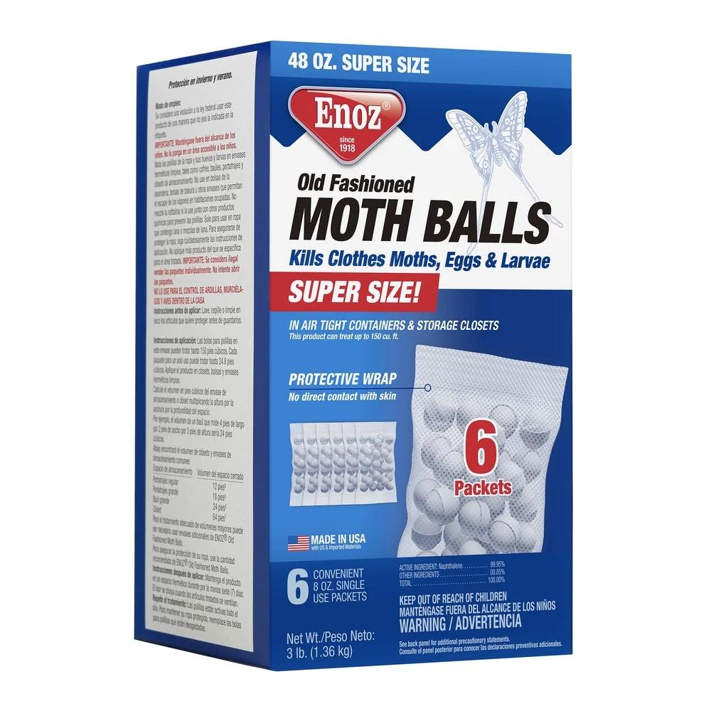 Moth Balls Preventive 48oz Long Term Storage Kills Moths Eggs Larvae EPA Approved Protective Wrap Ideal Clothing Chests Drawers