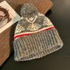 Vintage Fair Island wind wool hat women's winter thickened warm knitted hat cute ear protector cold hat