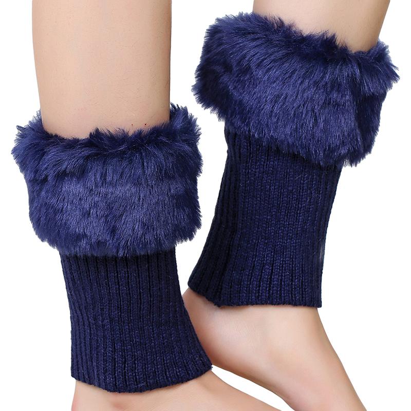 Women's Winter New Average Size Short Flip Flop Fur Warm Socks Boot Covers Knitted Wool Leg Warmers Breathable Anti-friction