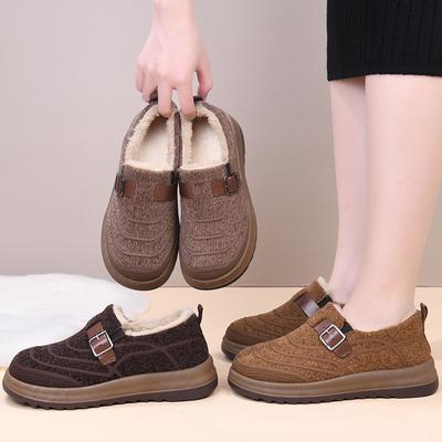 Шерстяная обувь женская осенне-зимняя верхняя одежда повседневная женская хлопковая обувь обувь на одной пряжке толстая подошва нескользящие теплые зимние ботинки уличная обувь