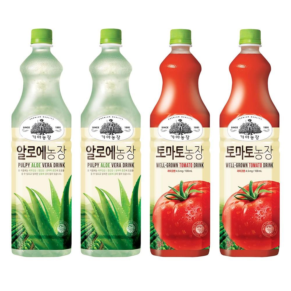 Gaya Farm 1.5L Drink Set: Tomato and Aloe, 2 pcs each, 4 pcs