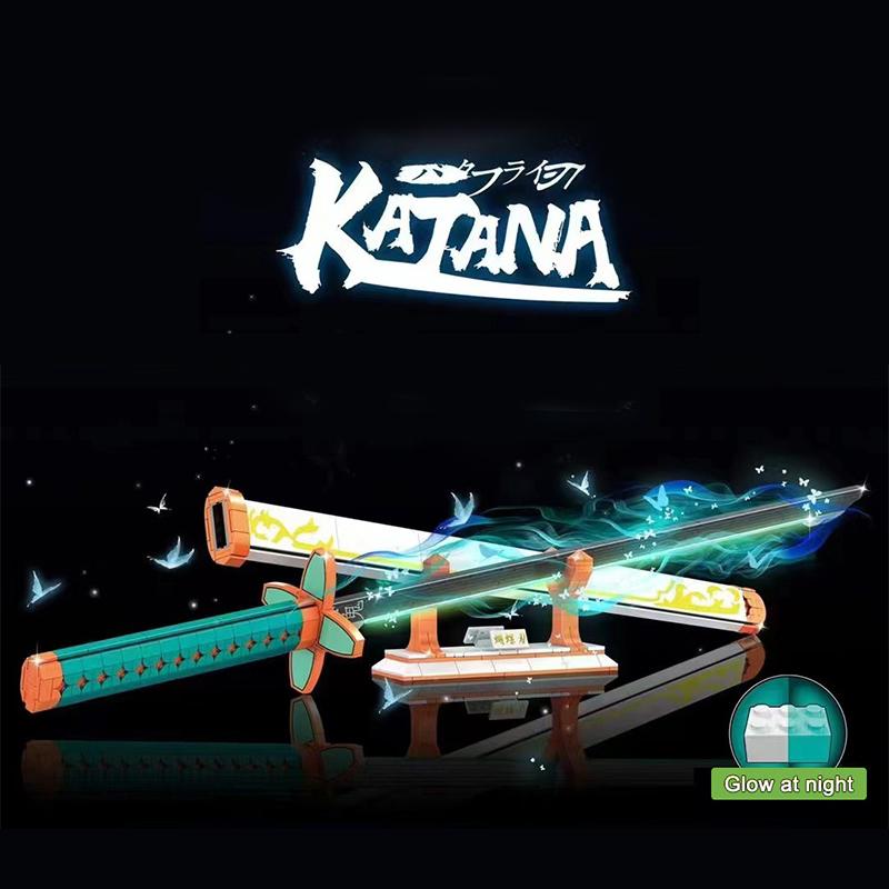 Убийца демонов Kochou Shinobu Sword Аниме Строительные блоки Нож Оружие Игрушка Катана Модель Сборные кирпичи Подарки для ребенка