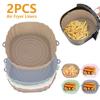 2Pcs Air Fryer Silicone Basket Silicone Mold Airfryer Oven Baking Tray Pizza Fried Chicken Basket Reusable Pan Liner Accessories