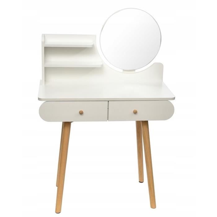Coiffeuse en bois blanc avec miroir et tiroirs - 122x80x40 см
