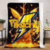 Yellow lightning bolts and glowing effects surrounding Pikachu text art. for all seasons blanket lunch break throw gift