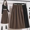 280g Women's High-Waist Imitation Cotton Skirt - Autumn/Winter, Plus Size, Slim Fit for Moms and Curvy Figures