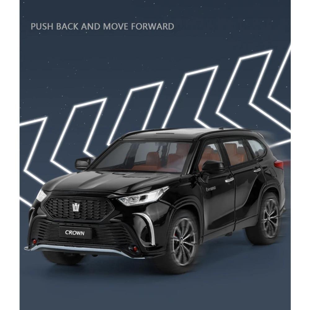 1/24 Toyota Crown KLUGER SUV Модель автомобиля из литого металла Игрушечные внедорожники Высокая имитация Звук и свет Коллекционные предметы Подарок детям
