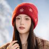 Winter Hat Women's Fashion Snowflake Embroidery Wool Hat Fleece Thickened Cold-proof Warm Knitted Hat
