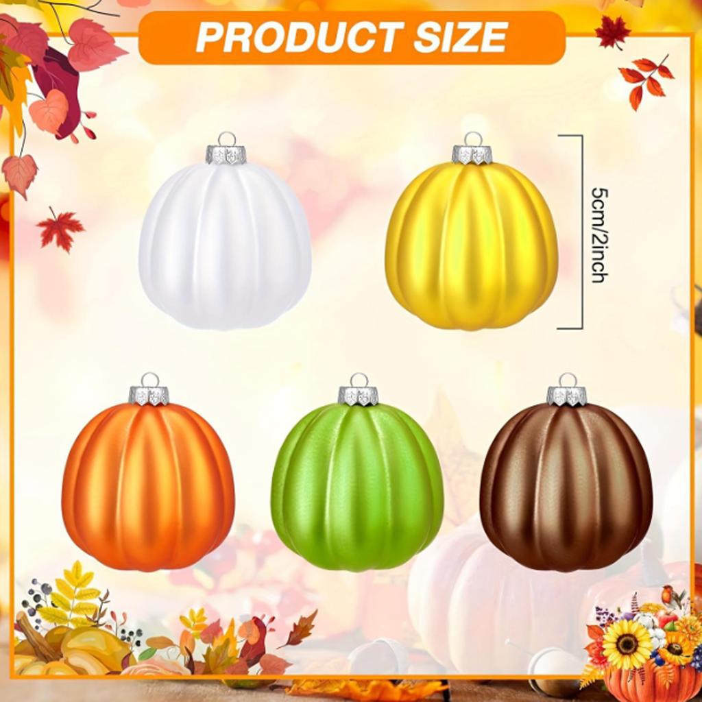 Pack Of 20 Matte Finish Halloween Pumpkin Baubles Decorations Plastic Hanging Ornament For Holiday Parties