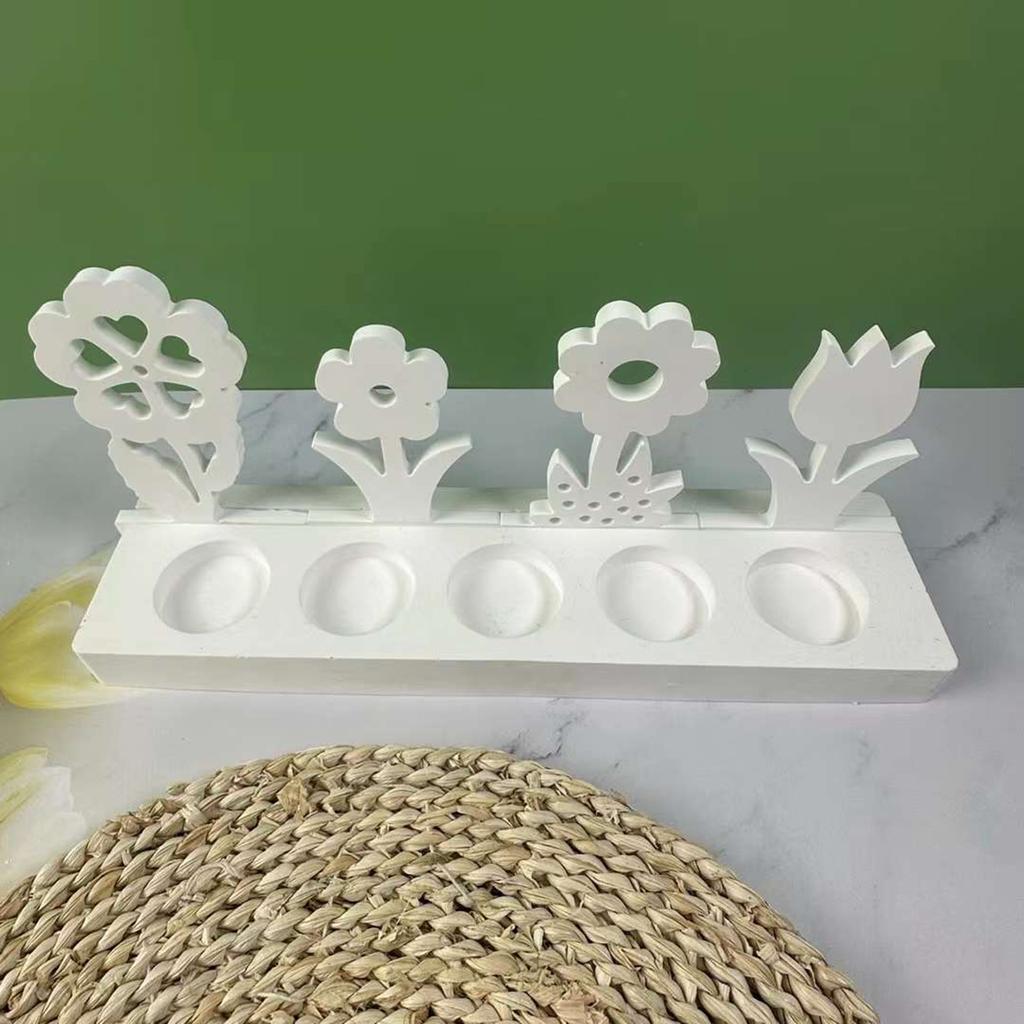 Spring Flower Candle Holder Molds with Long Base Flower Candlestick Tealight Holder Molds for DIY Art Craft Candlestick