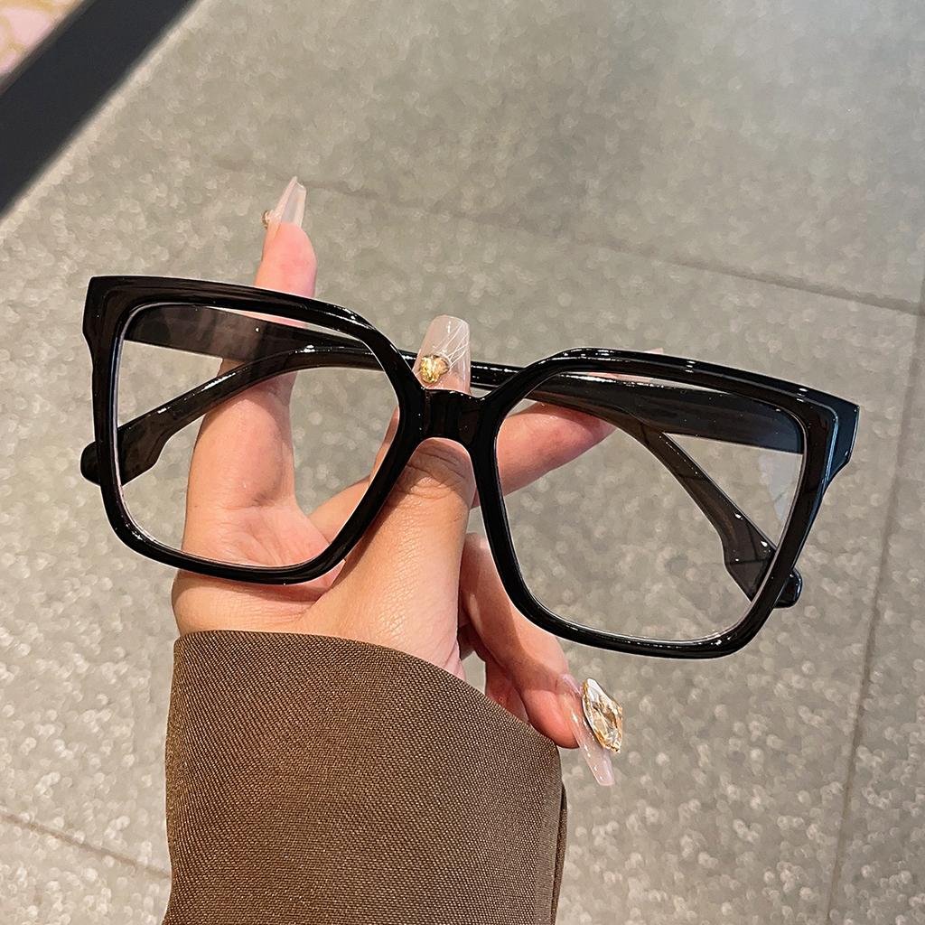 1Pc Large Frame Maillard Color Glasses Simple Stylish Exaggerated And Versatile Glasses Comfortable To Wear Light Texture
