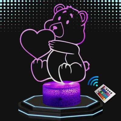 Прикроватная лампа - Медвежонок - 3D LED - Сенсорная ночник - Многоцветная - Детский декор