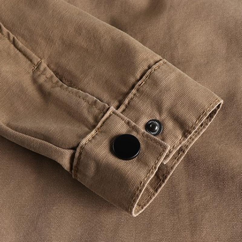 Мужская рабочая одежда рубашки с длинным рукавом хлопковые повседневные свободные красивые универсальные мужские карго стираные большие карманы тканые рубашки куртки