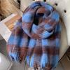 Mid-Length Women's Winter Scarf Thickened Warm Neck Warmer Skin-Whitening Fringed Retro Versatile