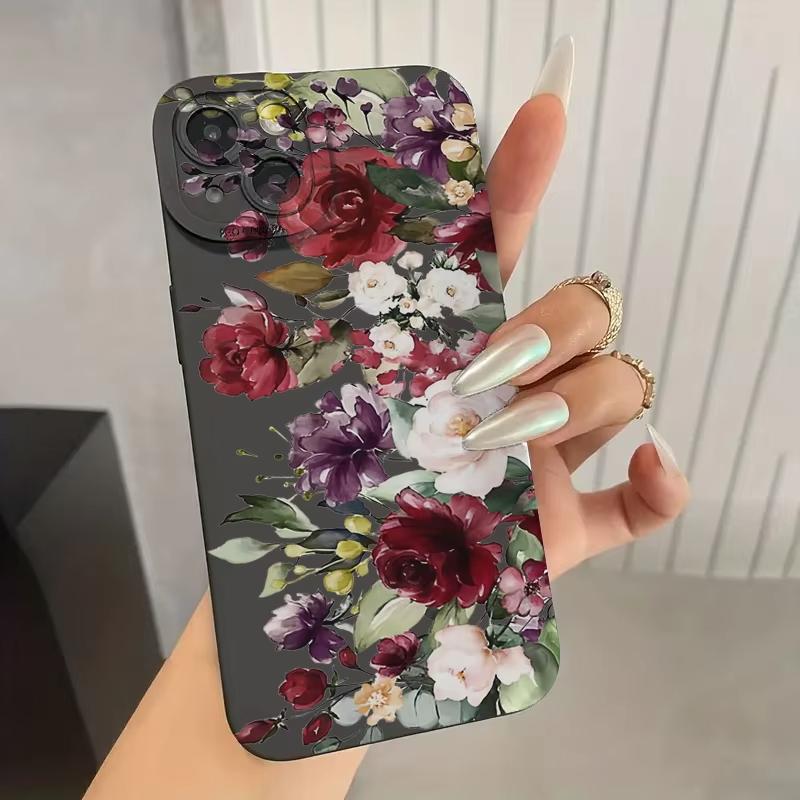 Для iPhone 16 15 14 13 12 11 Pro Max Чехол для телефона с цветочным узором Для iPhone XS Max XR X 7 8 14 Plus 15 Матовый мягкий силиконовый чехол