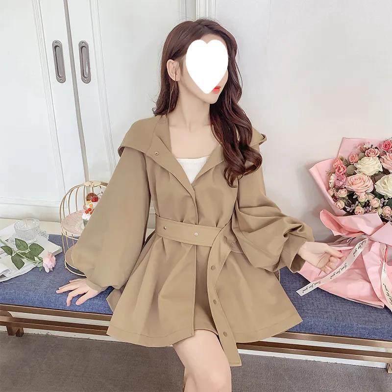 Women's Spring and Autumn Hooded Thin Casual Windbreaker Personalized Solid Color Jacket