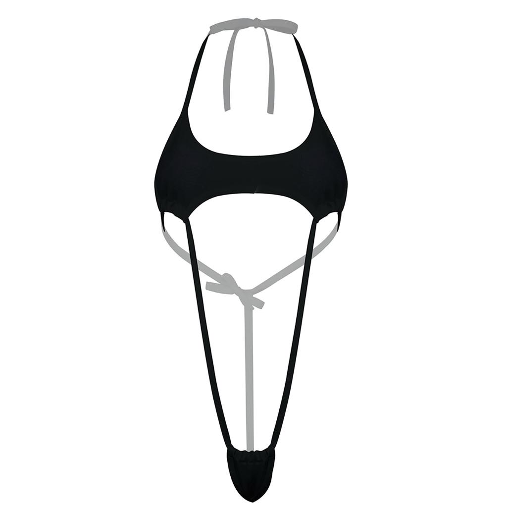 Женский цельный купальник-бикини с лямкой на шее, боди-стринги с завязками на шее