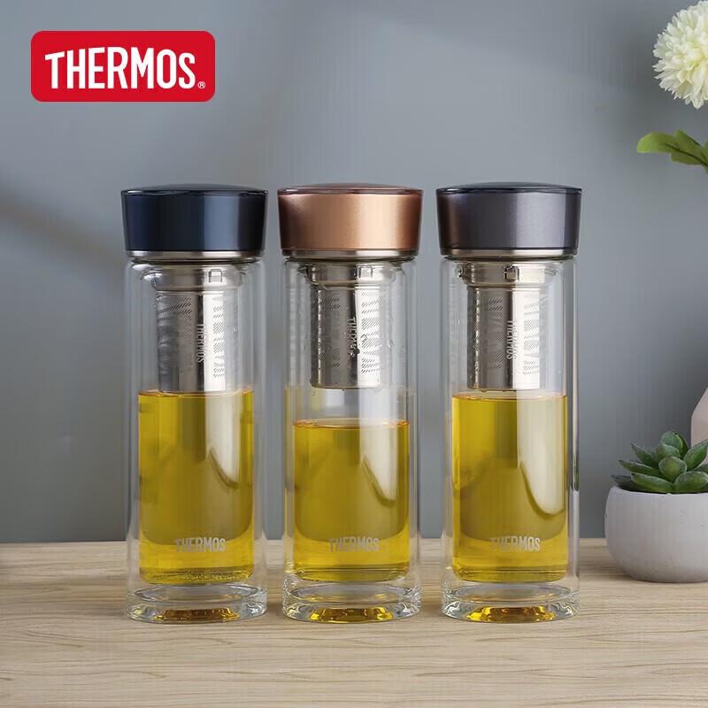 Thermos Бутылка-заварник для чая из двухслойного стекла 400 мл