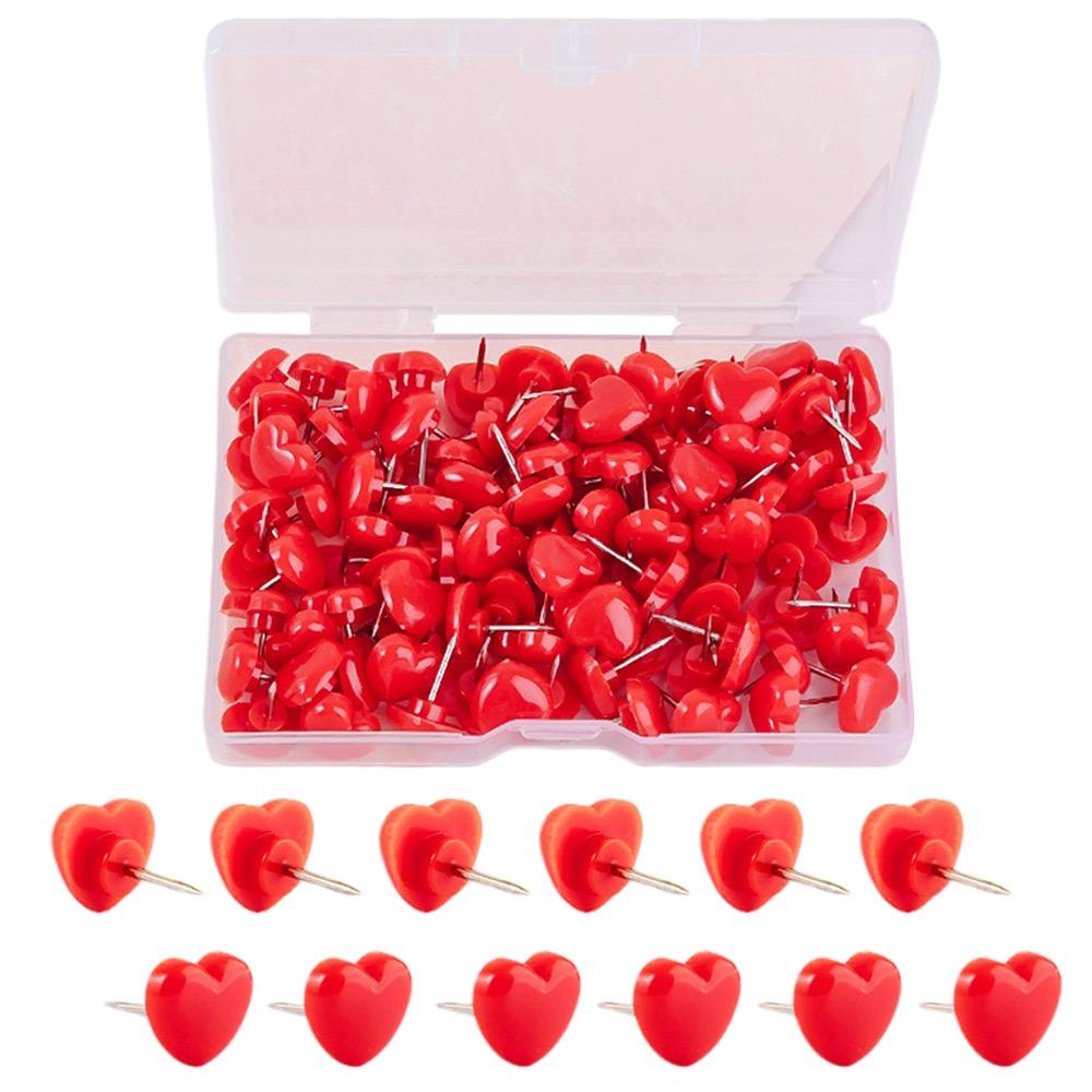100 шт. Розовые Красные Кнопки-гвоздики Сердечки Любви Многоразовые Канцелярские товары