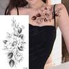 Waterproof DIY Fake Tattoo Black Flowers Temporary Tattoo Body Art Stickers for Body Arm Leg