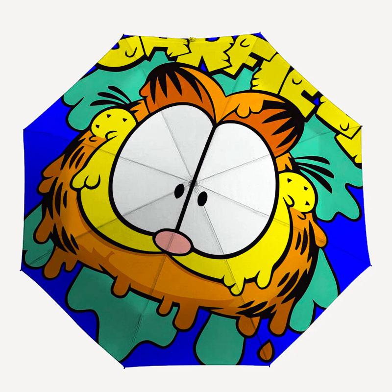 1pc Garfield Melted Face Sticker Umbrella with Plastic Handle,Suitable for All Seasons Home Travel Outdoor UmbrellaFP074