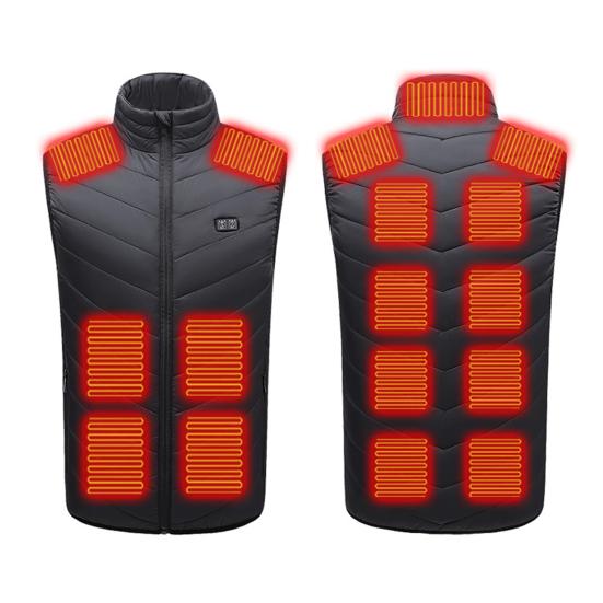 Men Heated Puffer Vest USB Electric Graphite Heating Windproof Thermal Waistcoat Winter Outdoor Activities Down Cotton Vest Coat