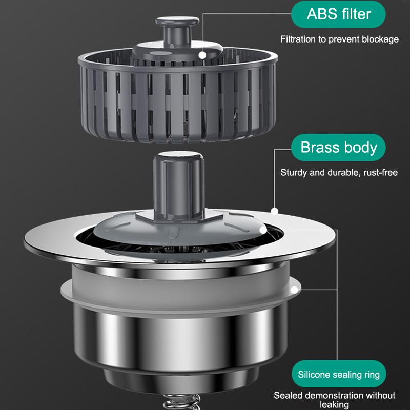 Kitchen Sink Strainers With Handle Stopper Sink Drain Basket Stainless Steel Mesh Filter Waste Hole Trap Strainer