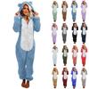 Women's Fashion Fleece-Lined Thickened Fleece Hooded Pyjamas With Zip-Up Onesie
