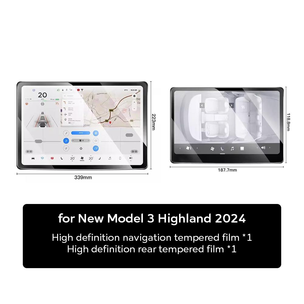 Защитная пленка из закаленного стекла для нового Tesla Model Y Launch 2026, Model 3 Highland 2024, Задний ряд, Центральный экран управления, Защитная