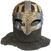 Chainmail Helmet | Vandal SCA LARP Steel and Brass Helmet with Chainmail | Hand Forged Trader Helmet