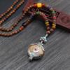 Ethnic Style Retro Long Wooden Sweater Chain Bodhi Pendant Wooden Bead Necklace Men Women Cotton Hemp Pendant Accessories