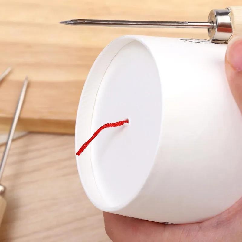 Набор из 3 видов шила для шитья кожи с деревянной ручкой для ручного стежка, DIY ремесла, аксессуары для пробивки, инструмент для ремонта обуви