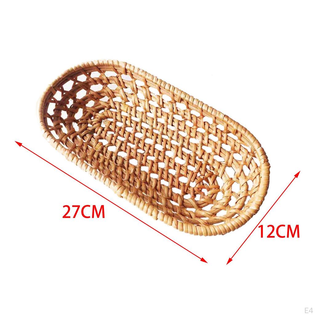 Корзина для сервировки хлеба, плетеная корзина для хранения фруктов из ротанга ручной работы, декоративная чаша для дома