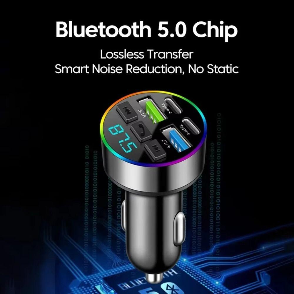 2 Type-C Ports Car Phone Charger Bluetooth 5.0 MP3 Music Player Portable Car Bluetooth Player