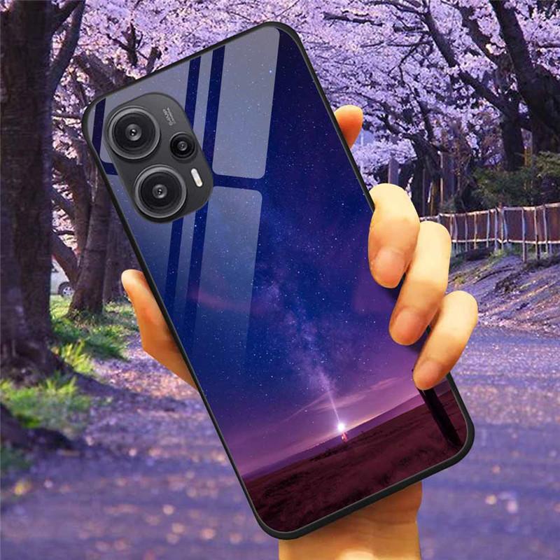 Для Xiaomi Poco F5 5G / F5Pro Чехол Закаленное Стекло Озеро Луна Жесткая Защитная Крышка для POCO F5 Pro Capas Funda на PocoF5 Роскошный Coque