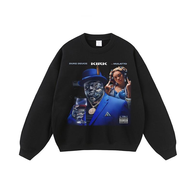 Unisex Oversized Washed Vintage Print Hoodie Streetwear Casual Long Sleeve Cotton Sweatshirt Men Women