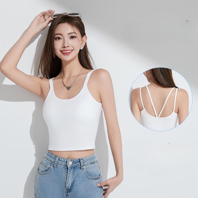 Женская одежда летом — это топ-халтер из чистого хлопка с подкладкой для груди и цельный топ-бюстгальтер.