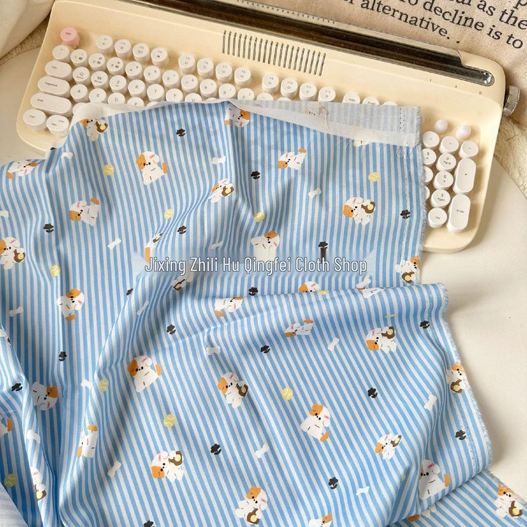 Хлопковая ткань плотностью 40 нитей с цифровым принтом в корейском стиле полоска/щенок/цветочный для женской и детской одежды, семейных нарядов и домашней одежды, DIY-проектов