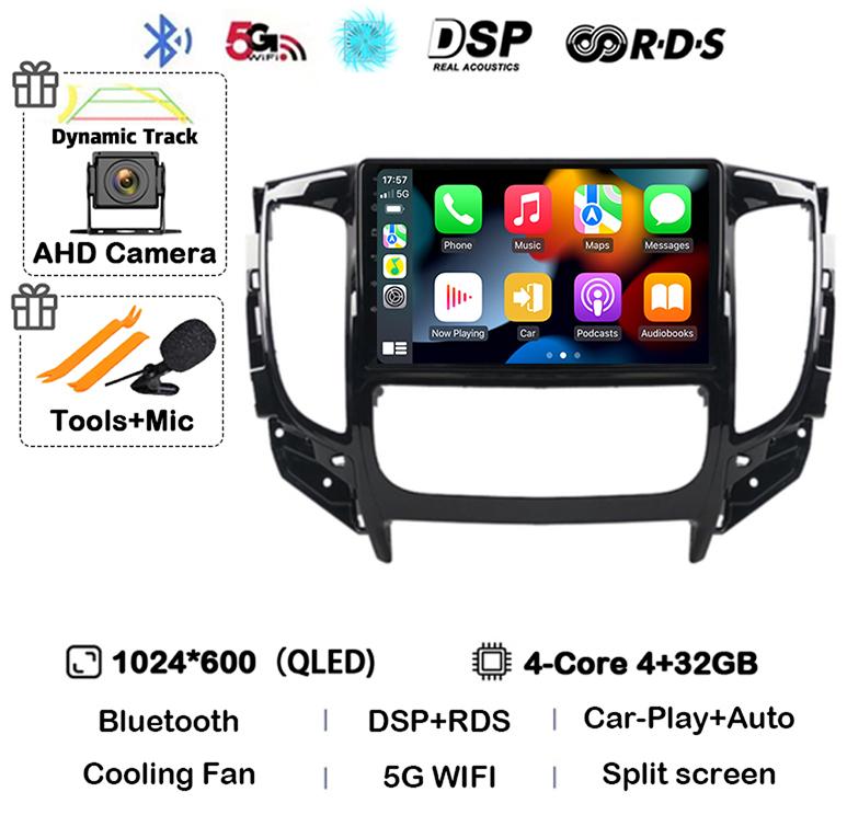 Android 14 WIFI+4G Carplay Auto For Mitsubishi Pajero Sport 3 L200 2015 2016 2017 2018 2019 Car Radio Multimedia Player GPS QLED