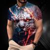 Футболка с принтом «Тигр, сражающийся с животными, зверь, свирепый» 3D для мужчин, с коротким рукавом, мужская футболка