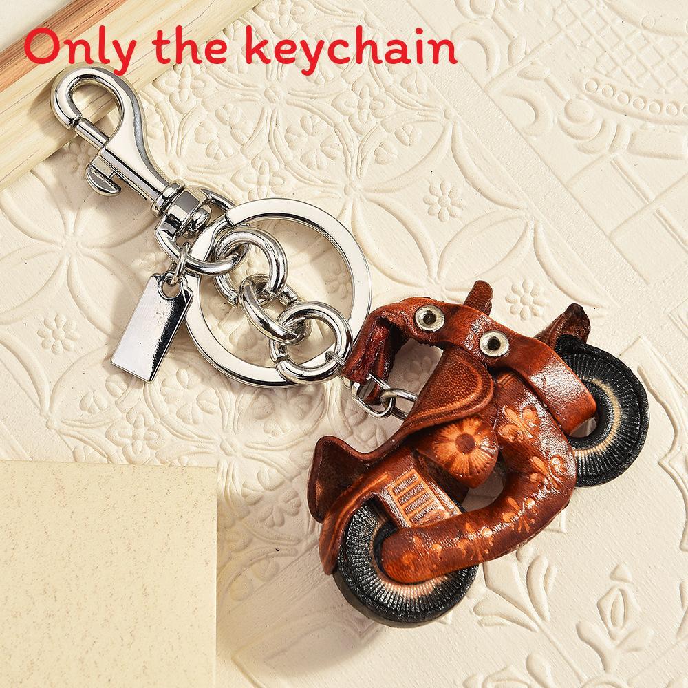 Винтажный кожаный брелок для мотоцикла с ручной отделкой для украшения сумки и крутого стиля