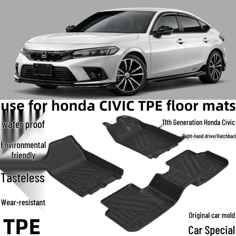 Водонепроницаемые, Экологичные, Износостойкие Коврики на Пол из ТПЭ для Honda Civic Hatchback 2023-2025 (Правый руль)