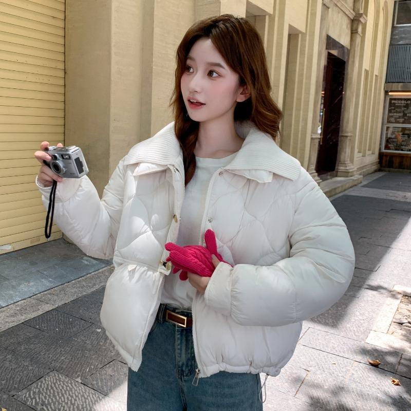 Зимняя новинка, вязаный воротник, хлопковая одежда с нашивками, женская свободная и универсальная модная теплая хлопковая куртка, куртка