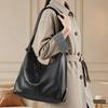 Винтажная сумка-тоут для commuters, большая вместимость, подмышечная сумка, модная, однотонная, повседневная сумка через плечо, из натуральной кожи, сумка-тоут для commuters