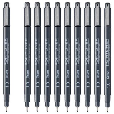 PENTEL Лайнер-кисть 10 Водный, 1,0 мм, Черный, Ручки, S20P-10AD(10)