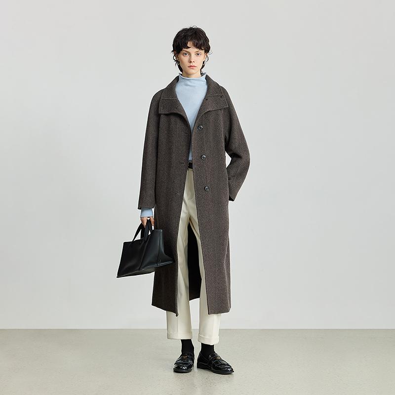 LILY old money stand collar double-sided woolen coat for women