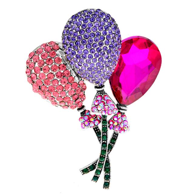 Big Crystal Balloon Brooches For Women Cute Color Romantic Office Party Rhinestone Brooch Pin Friends Jewelry Gift